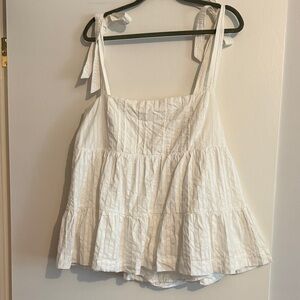 Anthropologie Cream Tiered Camisole with Bow Straps
